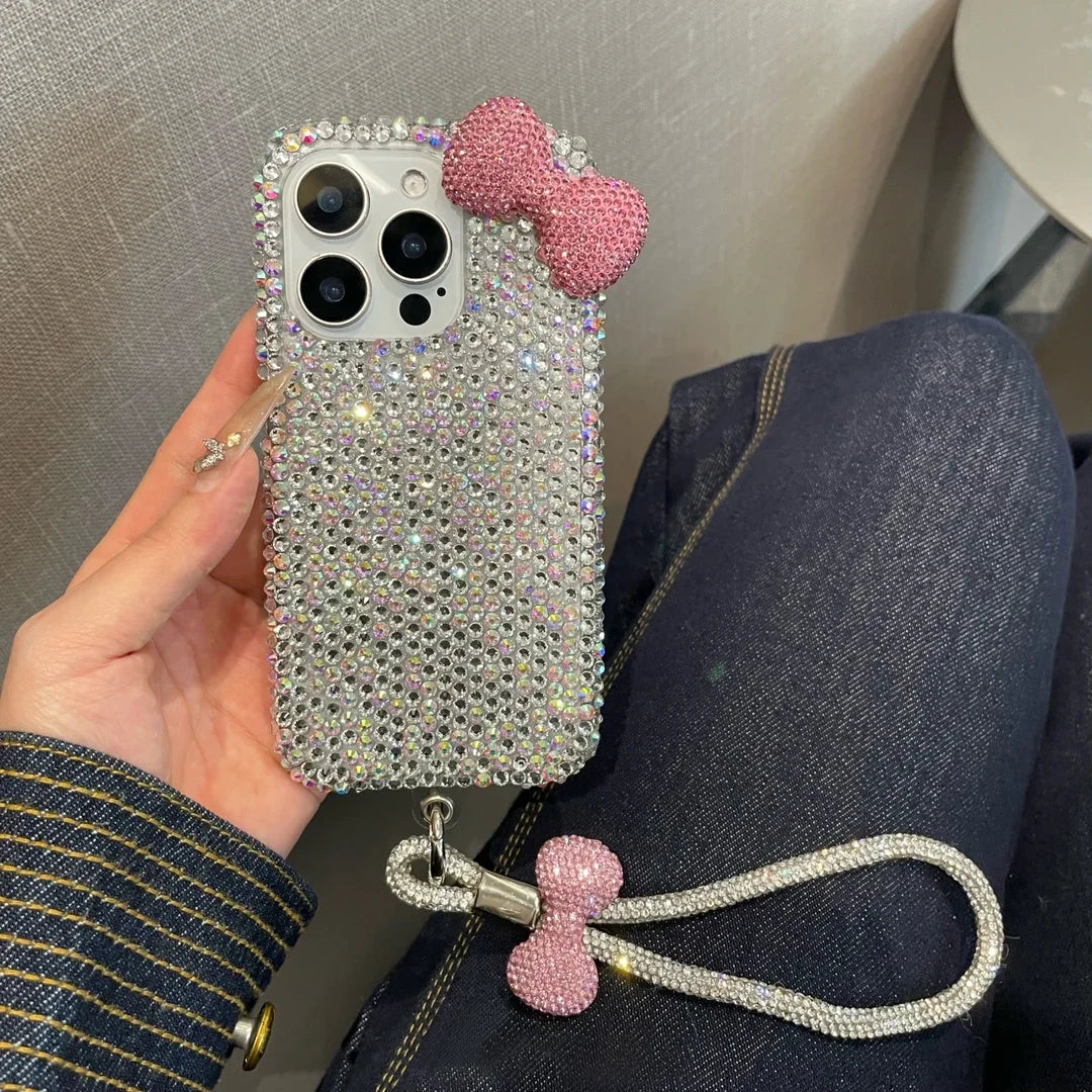Rhinestone Bow Charm Case – Girly Dream Edition