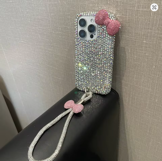 Rhinestone Bow Charm Case – Girly Dream Edition